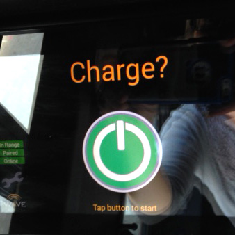 The bus is aligned on top of the charging plate