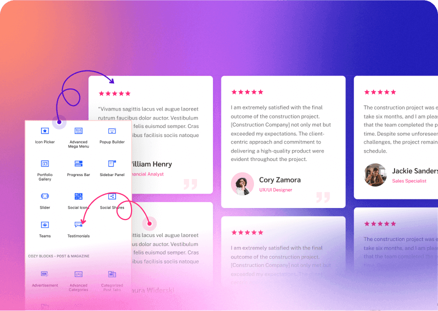 Advanced Gutenberg Blocks and Page Builder for WordPress Full Site Editing - Cozy Blocks 67 Testimonial Gutenberg Blocks