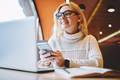 Smiling female designer.