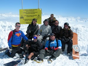 The boys at the top of the glacier in Tignes