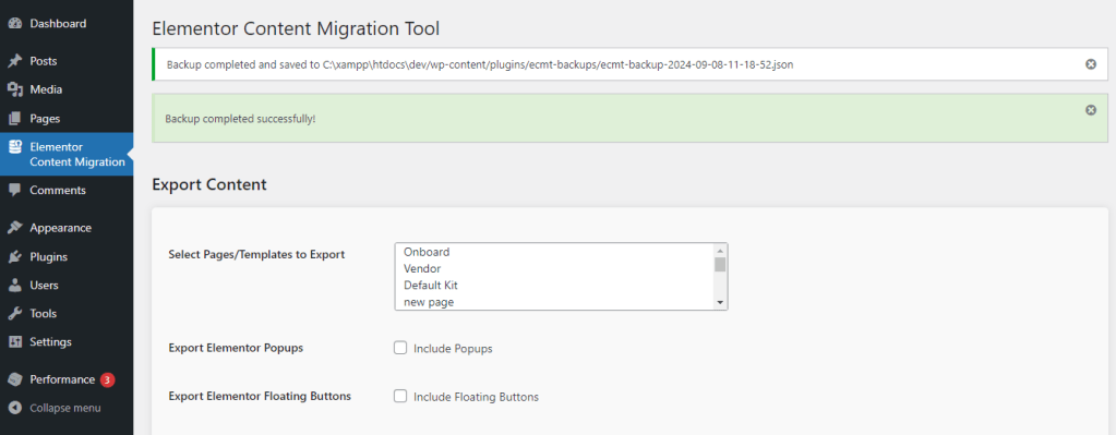Elementor Content Migration Tool