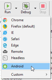 Select the Android (or iOS) option