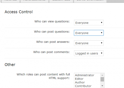 Access Restriction settings on WordPress Forum Plugin