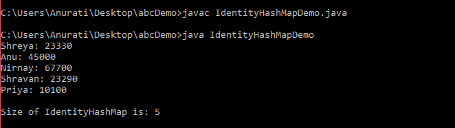 IdentityHashMap Class in Java