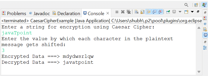 Caesar Cipher Program in Java