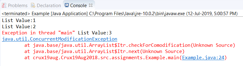 ConcurrentModificationException in Java