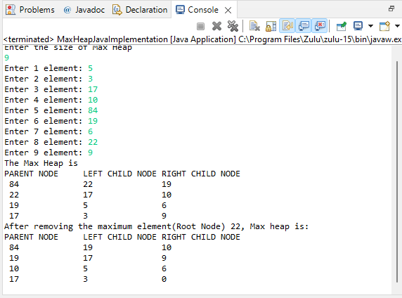 Heap implementation in Java