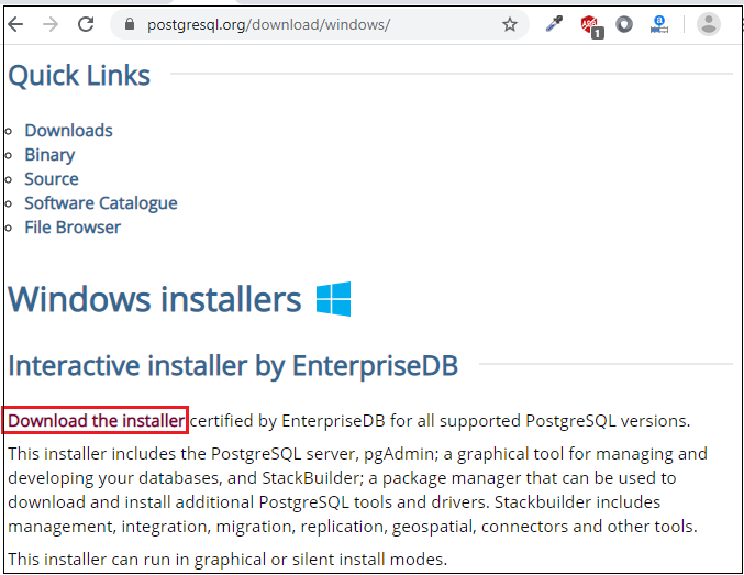 installing postgreSQL on windows