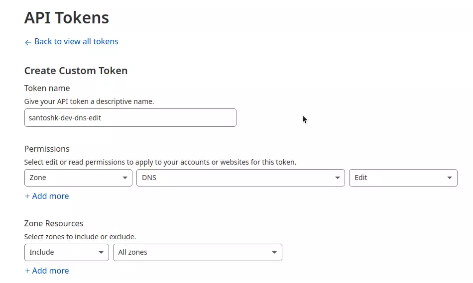API Token to edit DNS Zone