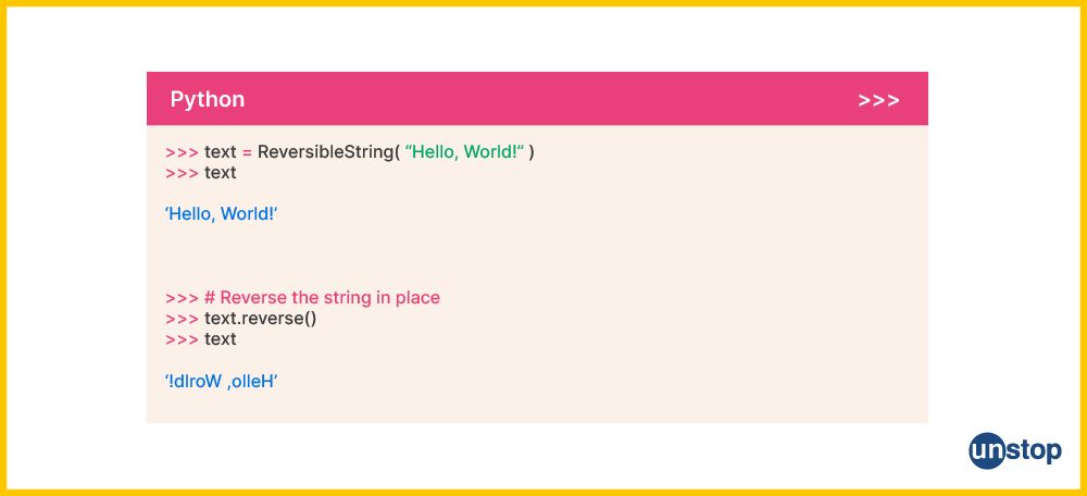 Example of reversing Python string using the reverse() function.