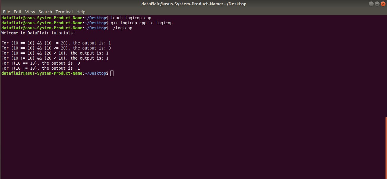 Output of Logical Operators in C++