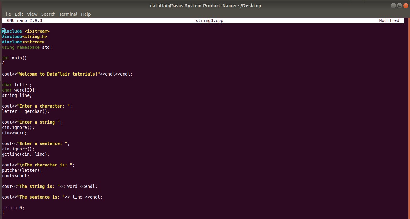 Example of C++ string input/output functions