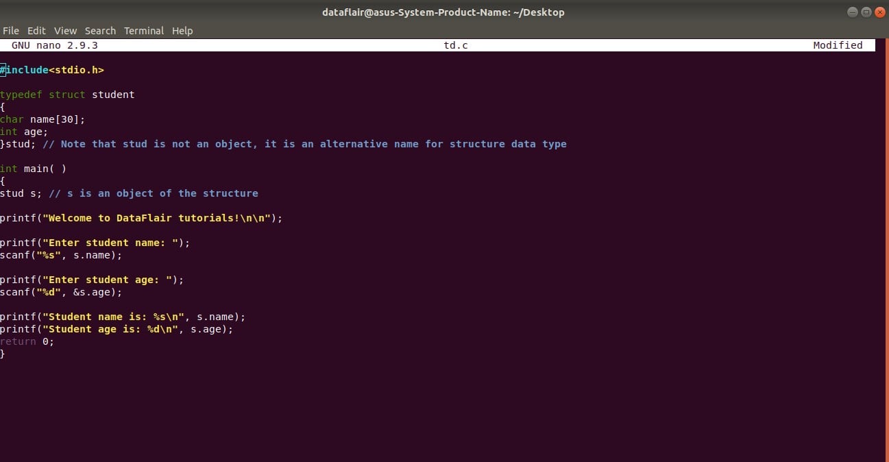 Example of typedef in C