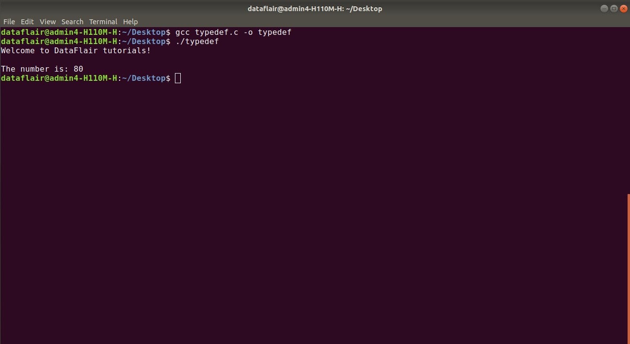 Output of Using typedef in C
