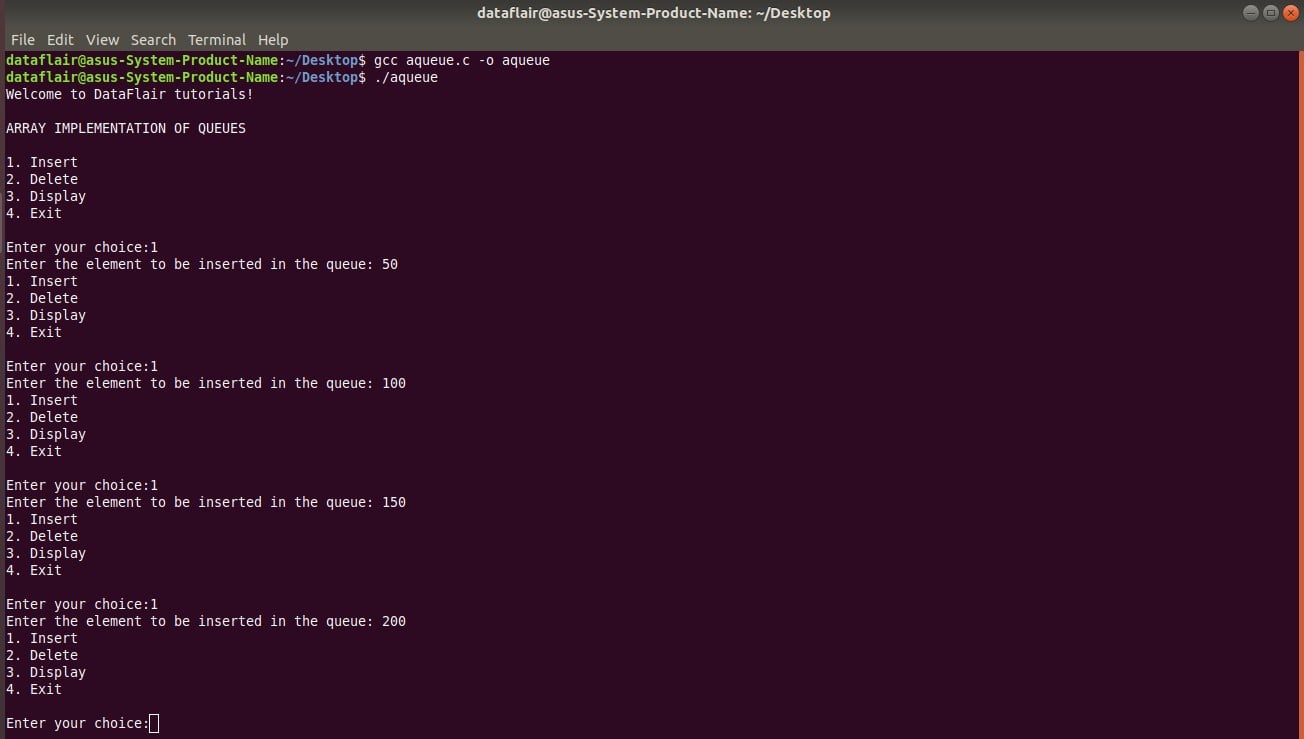 array implementation of queues in C