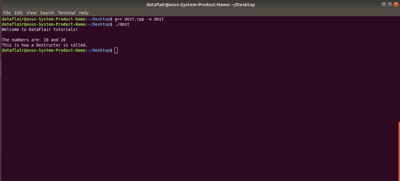 Output of Deconstructor in C++