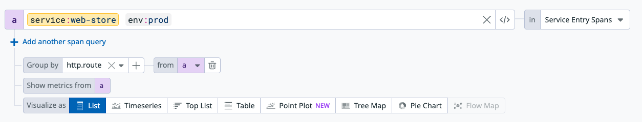 Trace Explorer list search. The Visualize As option is set to Top List.
