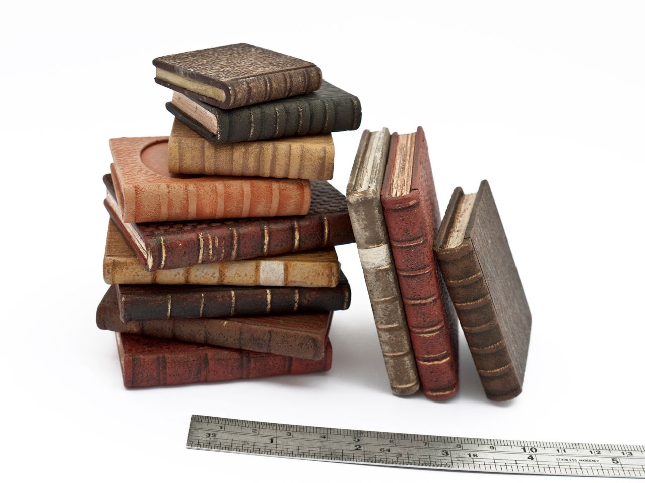 David Neat, props for stop-motion animation, various 1:6 scale model books