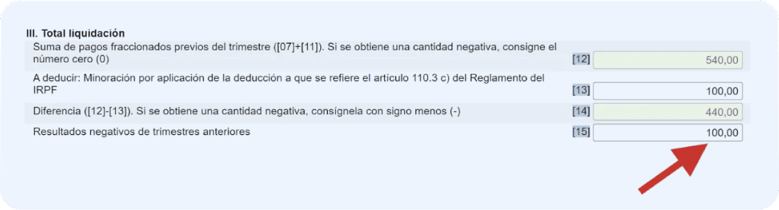 Cómo rellenar el modelo 130, casilla 7: pago fraccionado previo