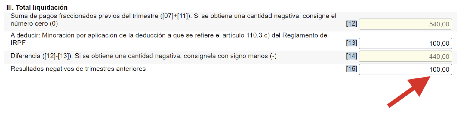Cómo rellenar el modelo 130, casilla 15