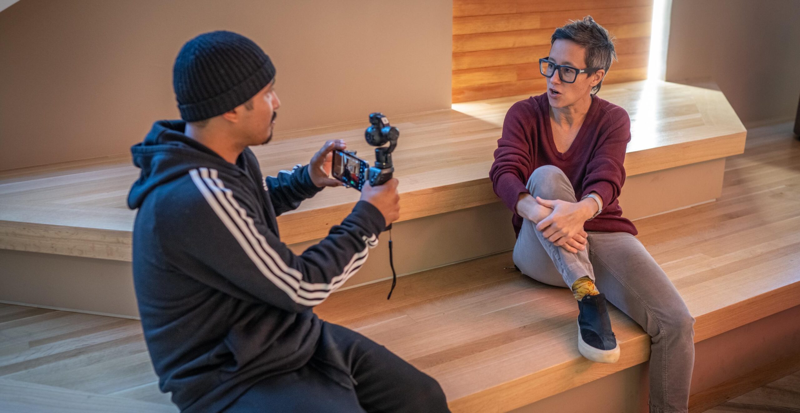 Deep Dive video production bootcamp student working on audio editing for a film industry class project.