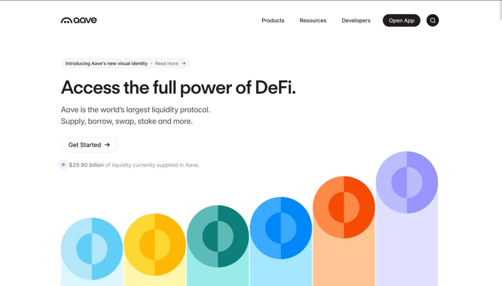 Aave protocol homepage