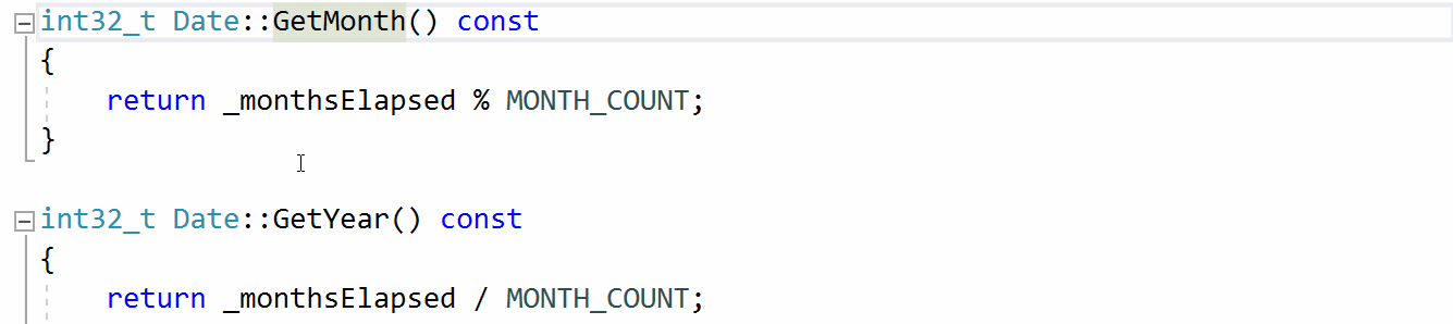 You can peek at the header of a C++ source file with Ctrl + K, Ctrl + J. You can also peek at the source file of a header the same way.