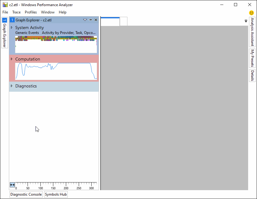 dragging files view from the Graph Explorer pane to the Analysis window