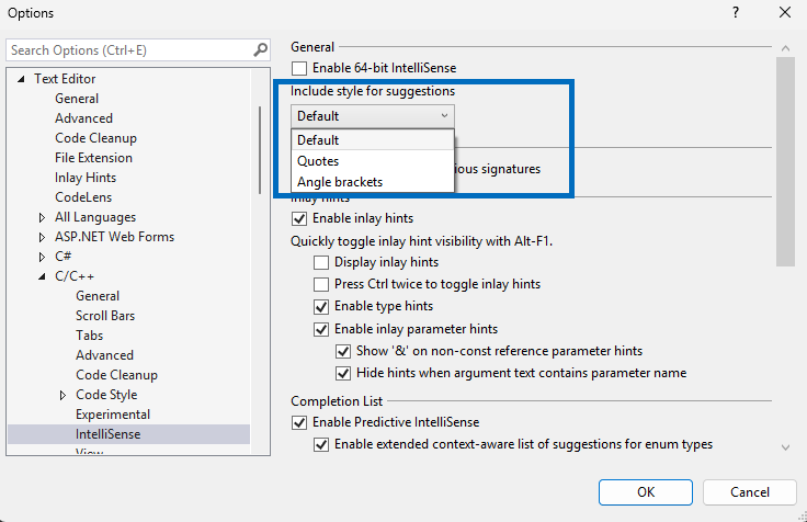 Include Style for Suggestions Setting