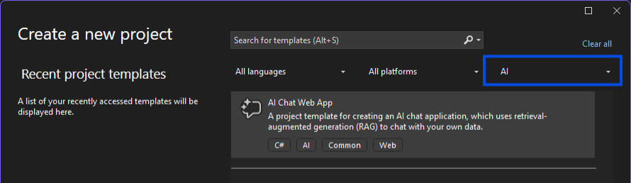 Image visual studio new project