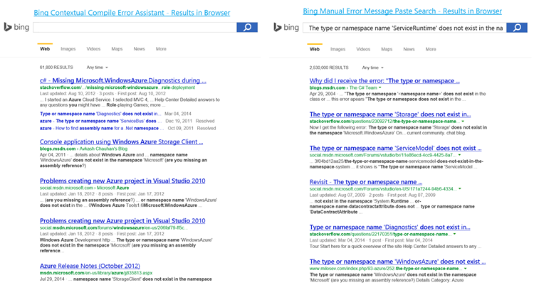 Bing manual search results verses results from BDA contextual search Bing manual search results verses results from BDA contextual search