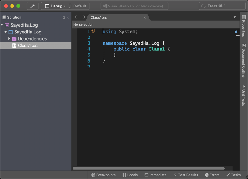 vsmac with a .net std library project