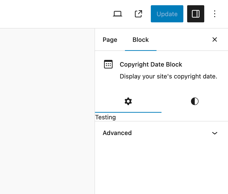 設定サイドバーにメッセージが表示されている