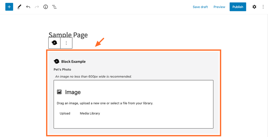 Screenshot of Image field in the editor