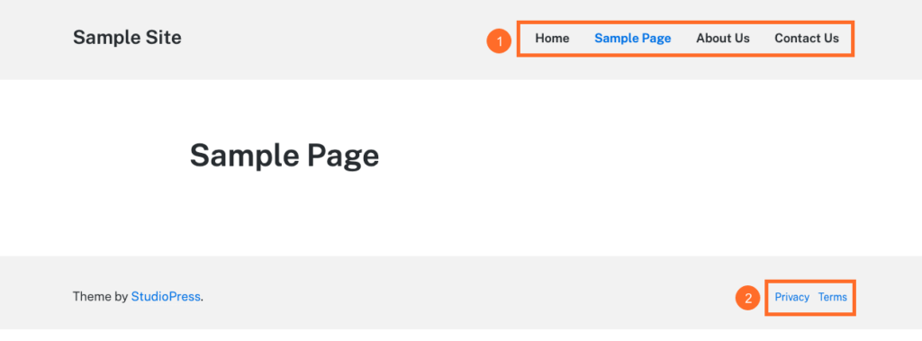 Screenshot of menus in the Genesis Block Theme