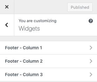 Screenshot of the Widget panel in the WordPress Customizer