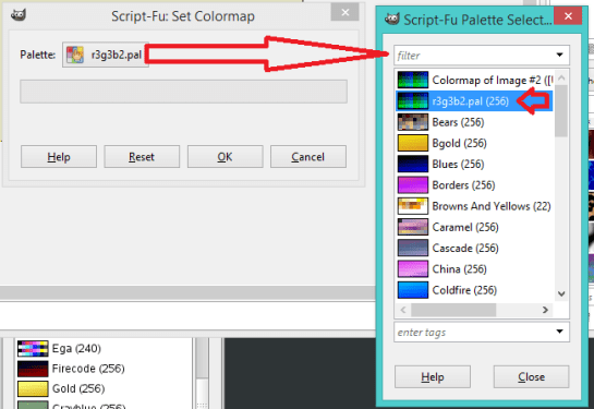 Set the colormap of a GIMP indexed image from a palette
