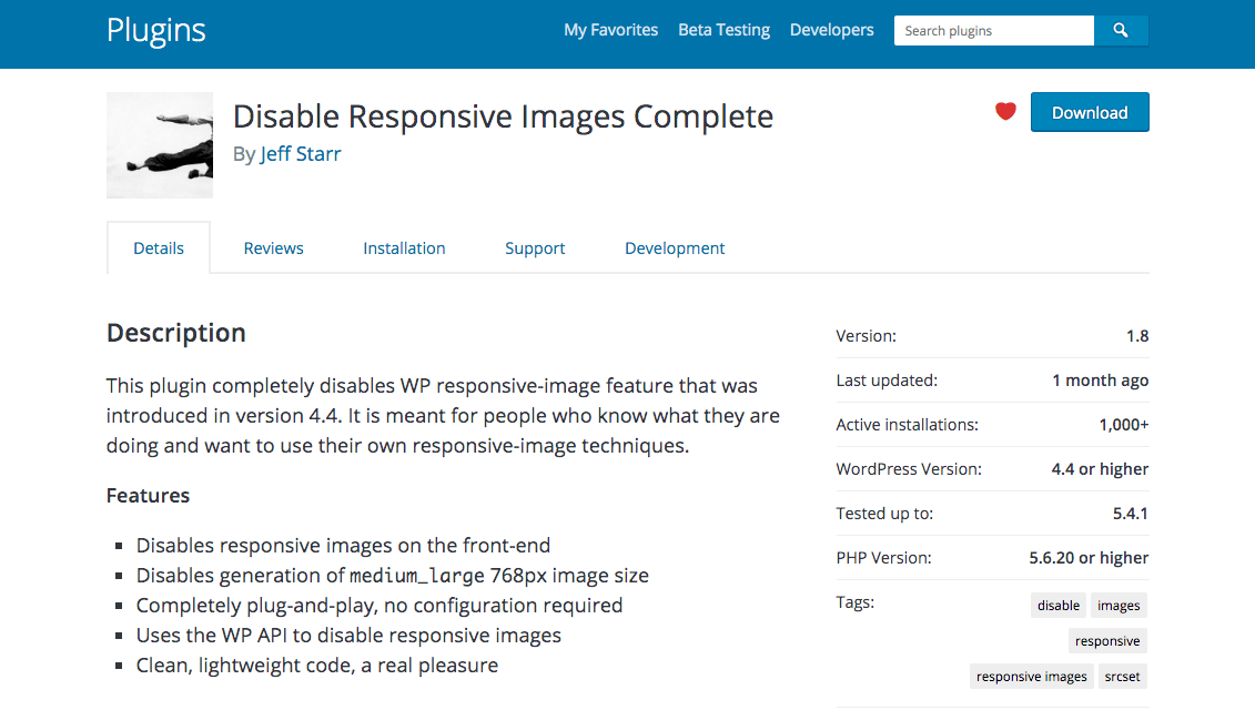 Disable Responsive Images Complete