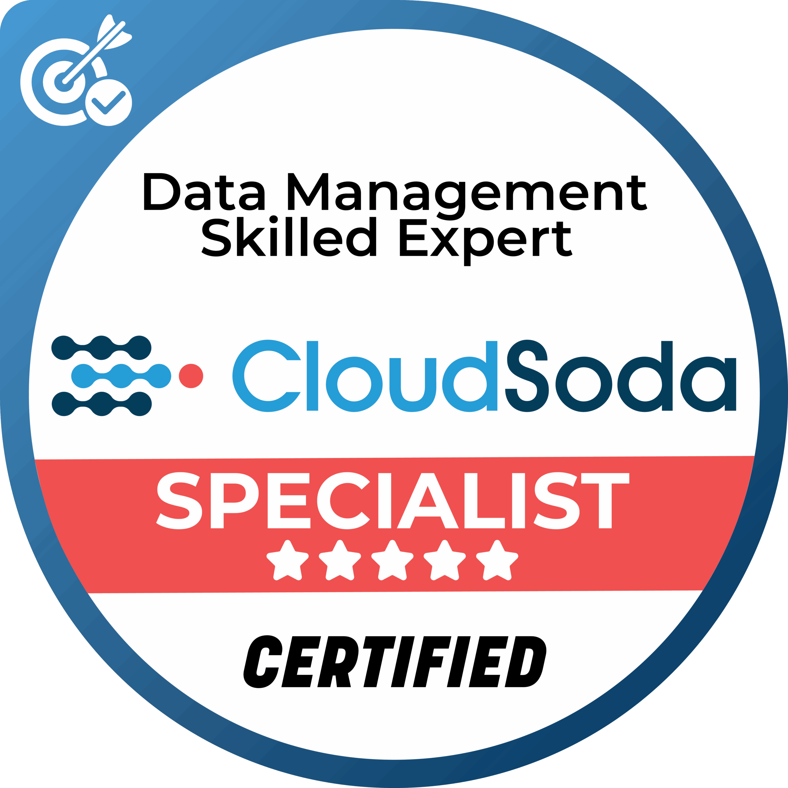 Diskover Certification Badge for Data Management Skilled Expert: CloudSoda Specialist