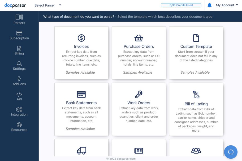Google Drive Extraction with Docparser Step 1