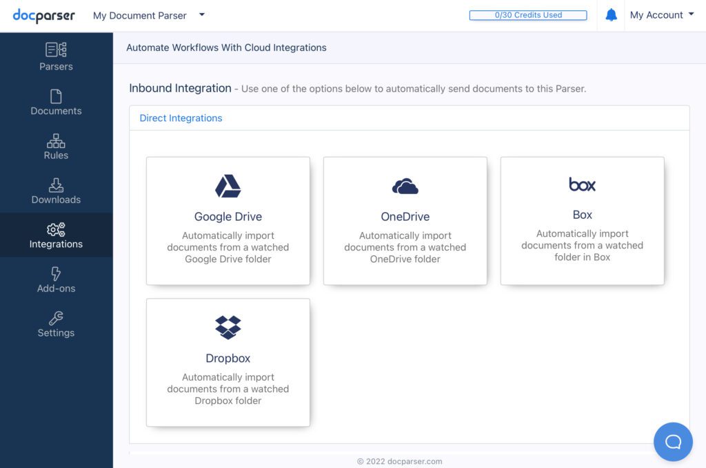 Google Drive Extraction with Docparser Step 2