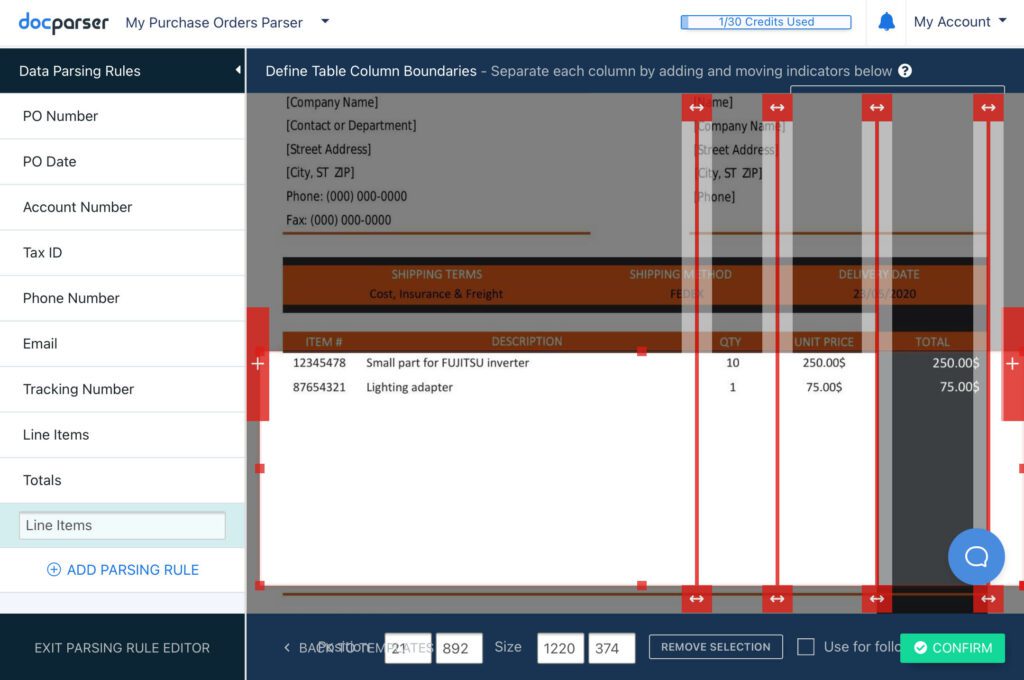 Google Drive Extraction with Docparser Step 3