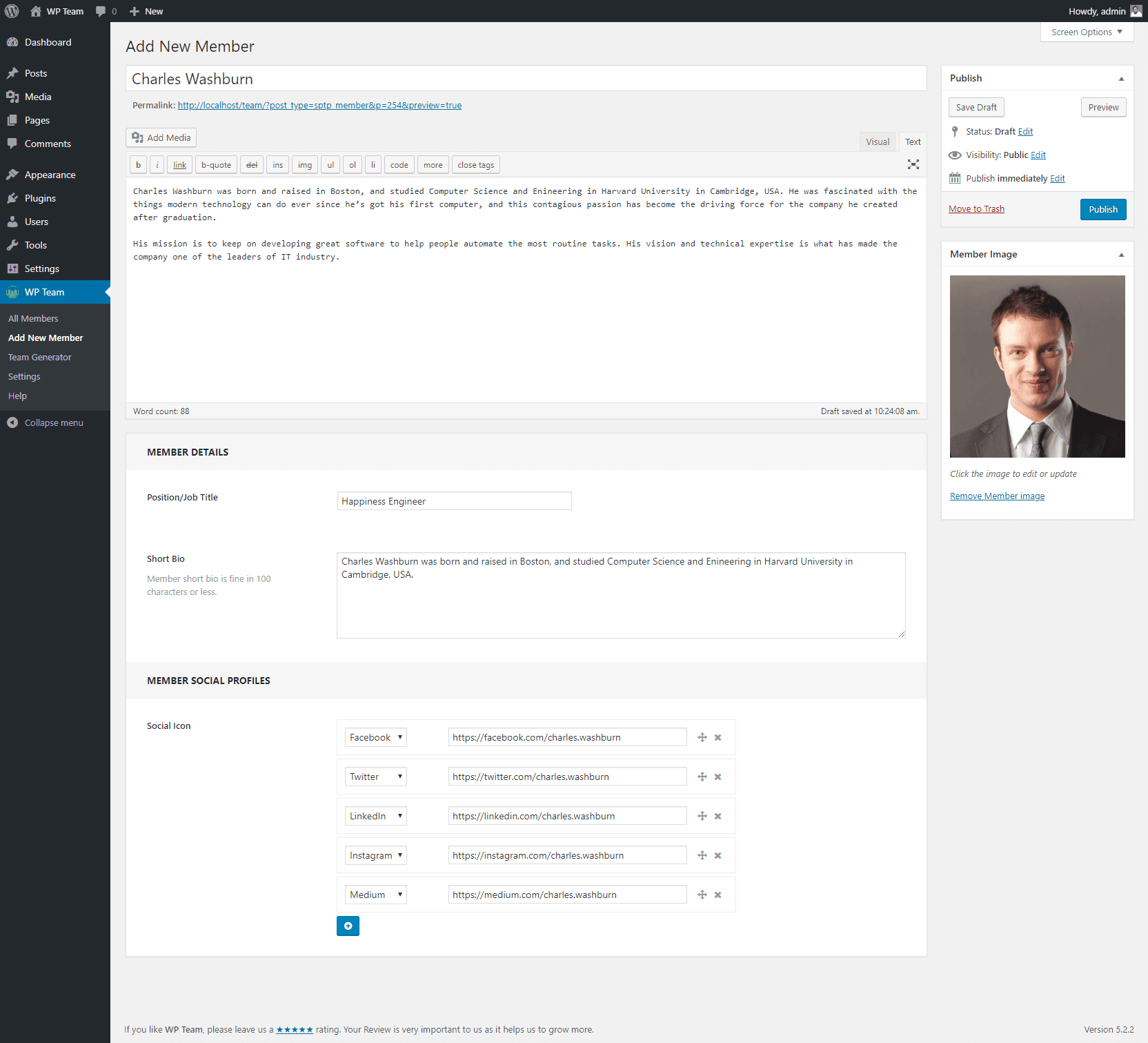 Add New Member (Admin view)