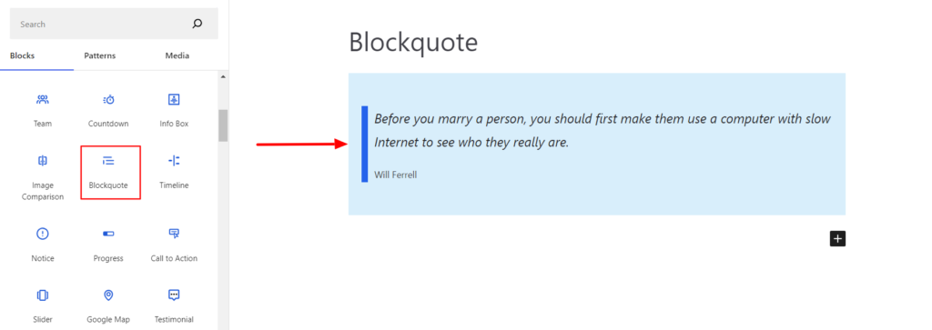 Add Blockquote Block