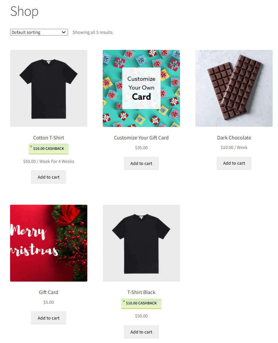 category wise cashback products