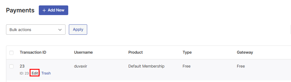 Accessing edit payment option - User Registration and Membership