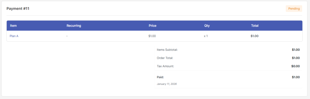 Payment Details Section in Edit Payment Screen - User Registration and Membership