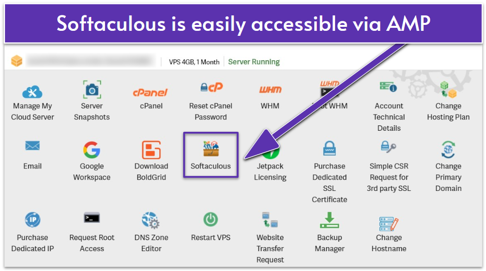 Softaculous installer via the InMotion Hosting AMP control panel