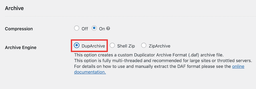 DupArchive-Engine - Duplicator Select DupArchive engine